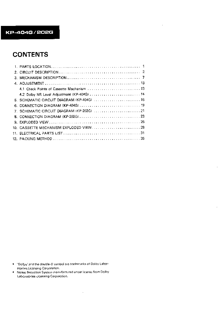 PIONEER KP-404G KP-202G SM service manual (2nd page)