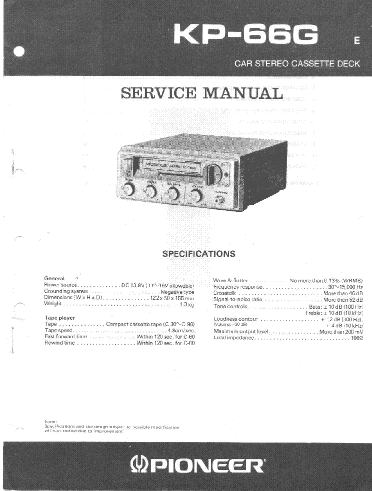 PIONEER KP-66G service manual (1st page)
