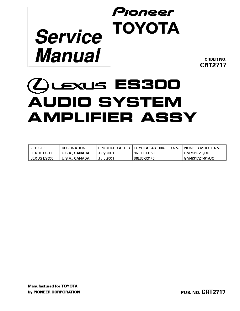 PIONEER LEXUS ES300 GM-8317 8317-CRT2717- service manual (1st page)