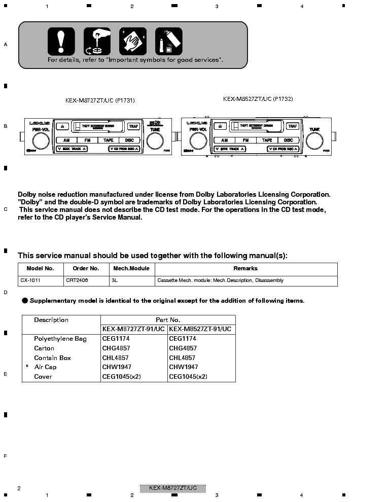 PIONEER LEXUS GX470 KEX-M8527 M8727-CRT2916- service manual (2nd page)