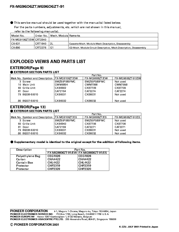PIONEER LEXUS LS430 FX-MG9606 CRT2722 service manual (2nd page)