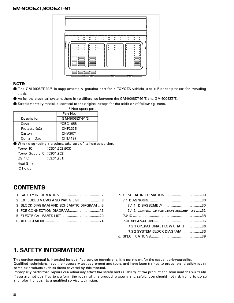 PIONEER LEXUS LS430 GM-9006 CRT2500 service manual (2nd page)