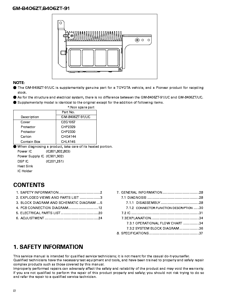 PIONEER LEXUS LX470 GM-8406 CRT2498 service manual (2nd page)