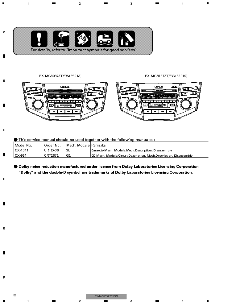 PIONEER LEXUS RX330 FX-MG8037 MG8137-CRT3021- service manual (2nd page)