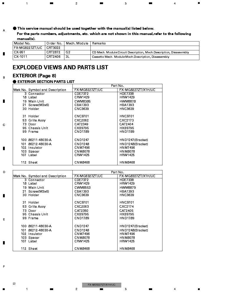 PIONEER LEXUS RX330 FX-MG8227 MG8327 CRT3145 service manual (2nd page)