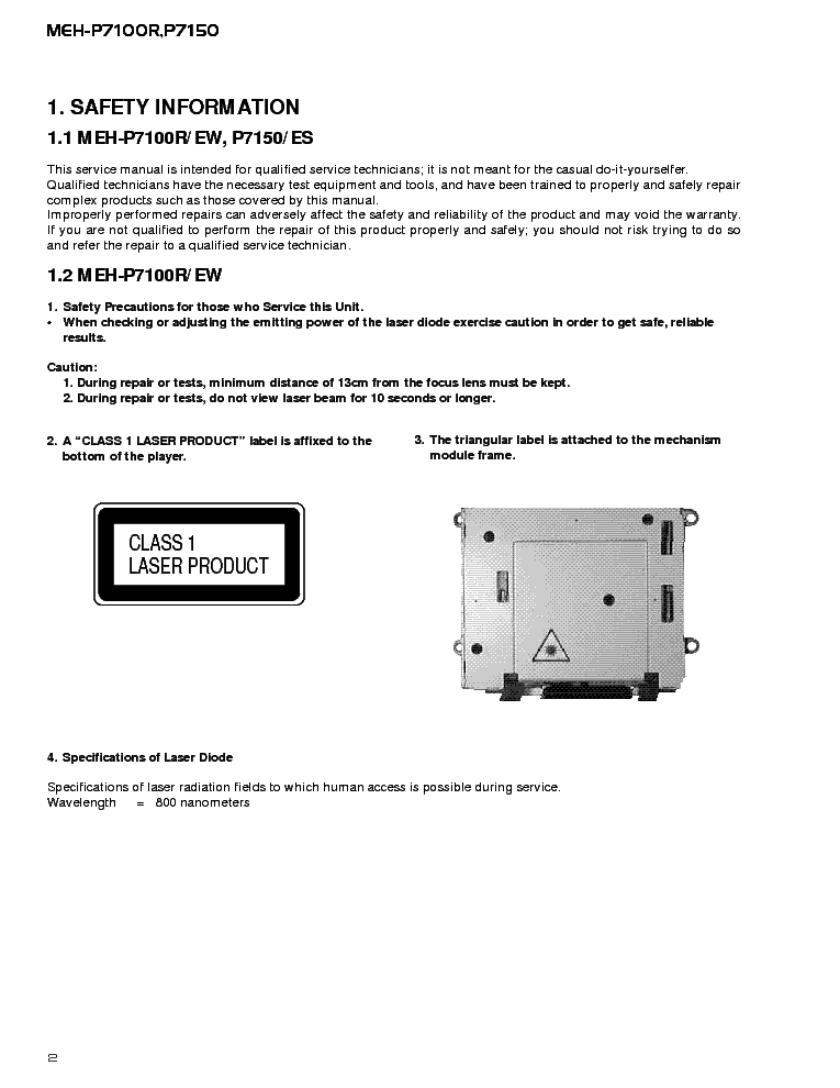 PIONEER MEH-P7100R MEH-P7150 CRT2471 service manual (2nd page)