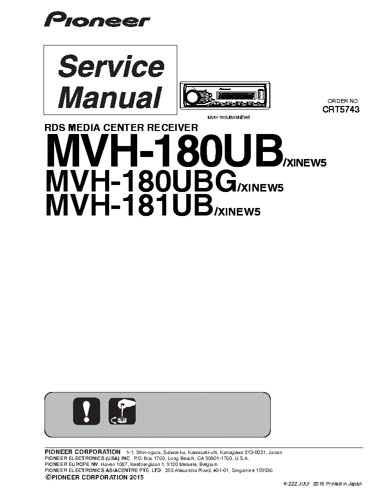PIONEER MVH-180UB 180UBG MVH-181UB CRT5743 service manual (1st page)