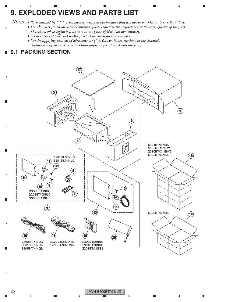 PIONEER MVH-S030BT,MVH-S300BT,MVH-S300BT,MVH-S301BT,MVH-S305BT CAR RADIO EXPLODED VIEW AND PARTS LIST service manual (1st page)