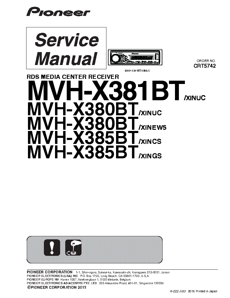 PIONEER MVH-X380 MVH-X381BT MVH-X385BT SM service manual (1st page)