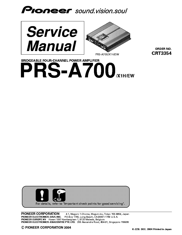 PIONEER PRS-A700 service manual (1st page)