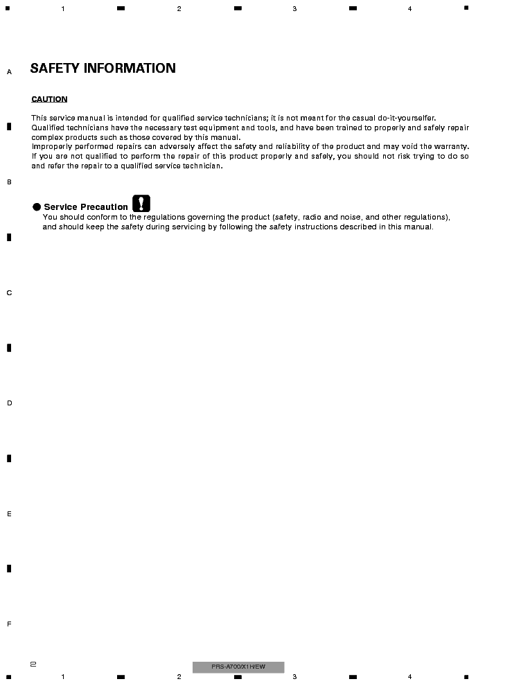 PIONEER PRS-A700 service manual (2nd page)