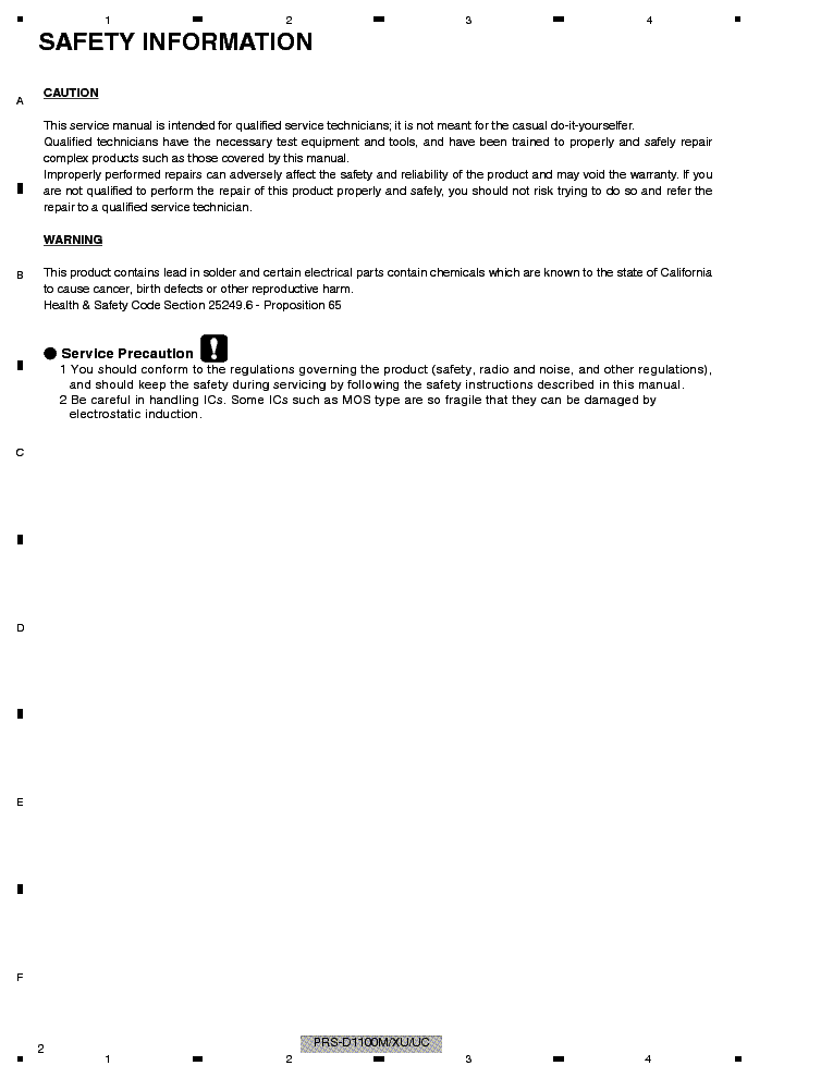 PIONEER PRS-D1100M service manual (2nd page)
