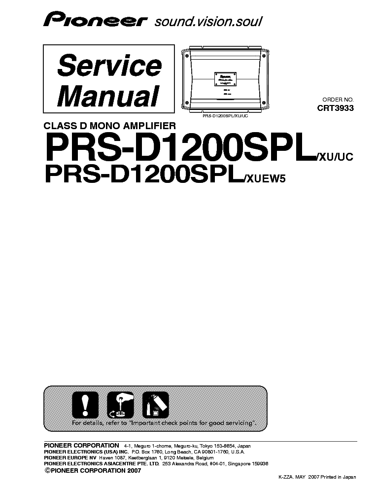 PIONEER PRS-D1200SPL service manual (1st page)