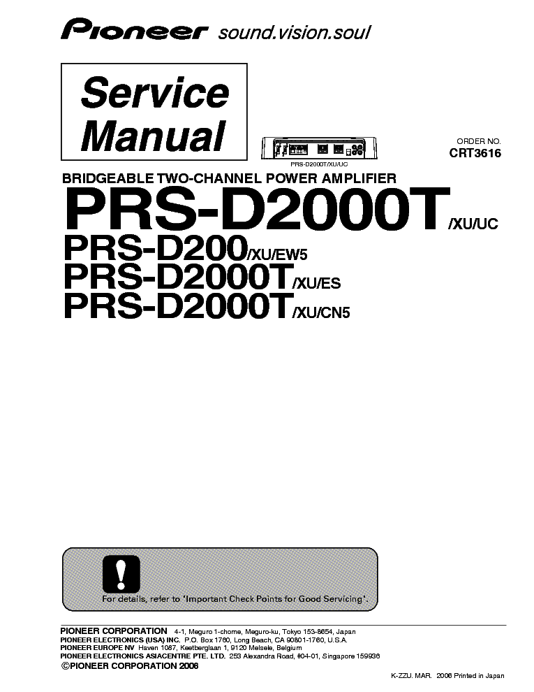 PIONEER PRS-D2000T CRT3616 service manual (1st page)