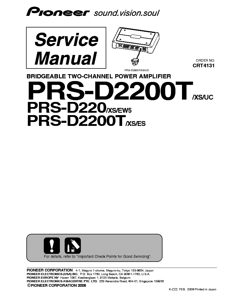 PIONEER PRS-D220 2200T service manual (1st page)
