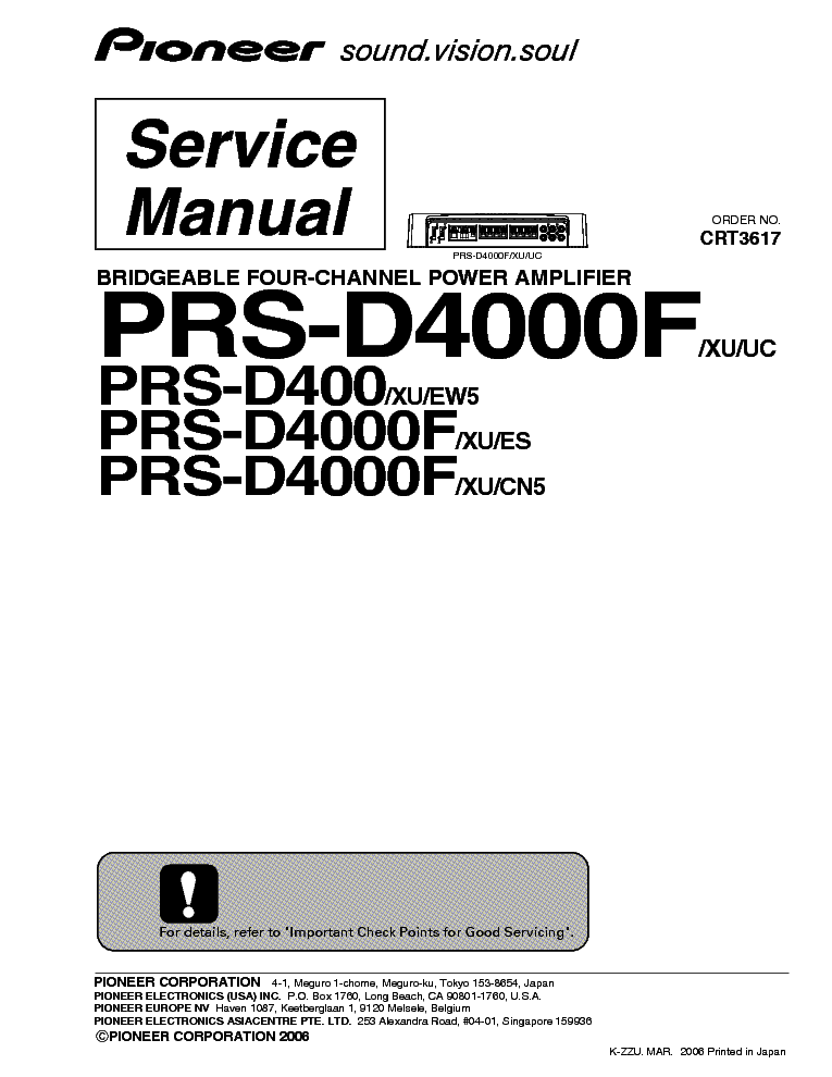 PIONEER PRS-D400 service manual (1st page)