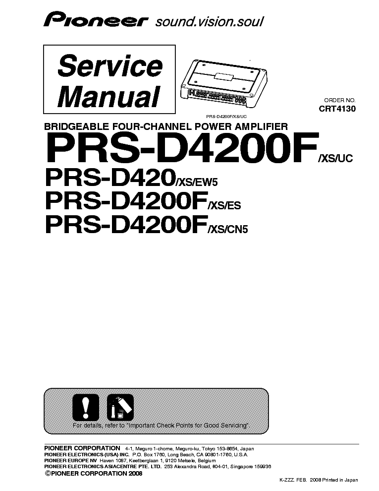 PIONEER PRS-D420 4200F service manual (1st page)