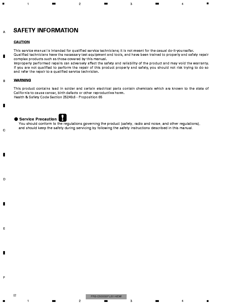 PIONEER PRS-D5000SPL service manual (2nd page)
