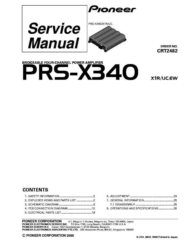 PIONEER PRS-X340 CRT2482 service manual (1st page)