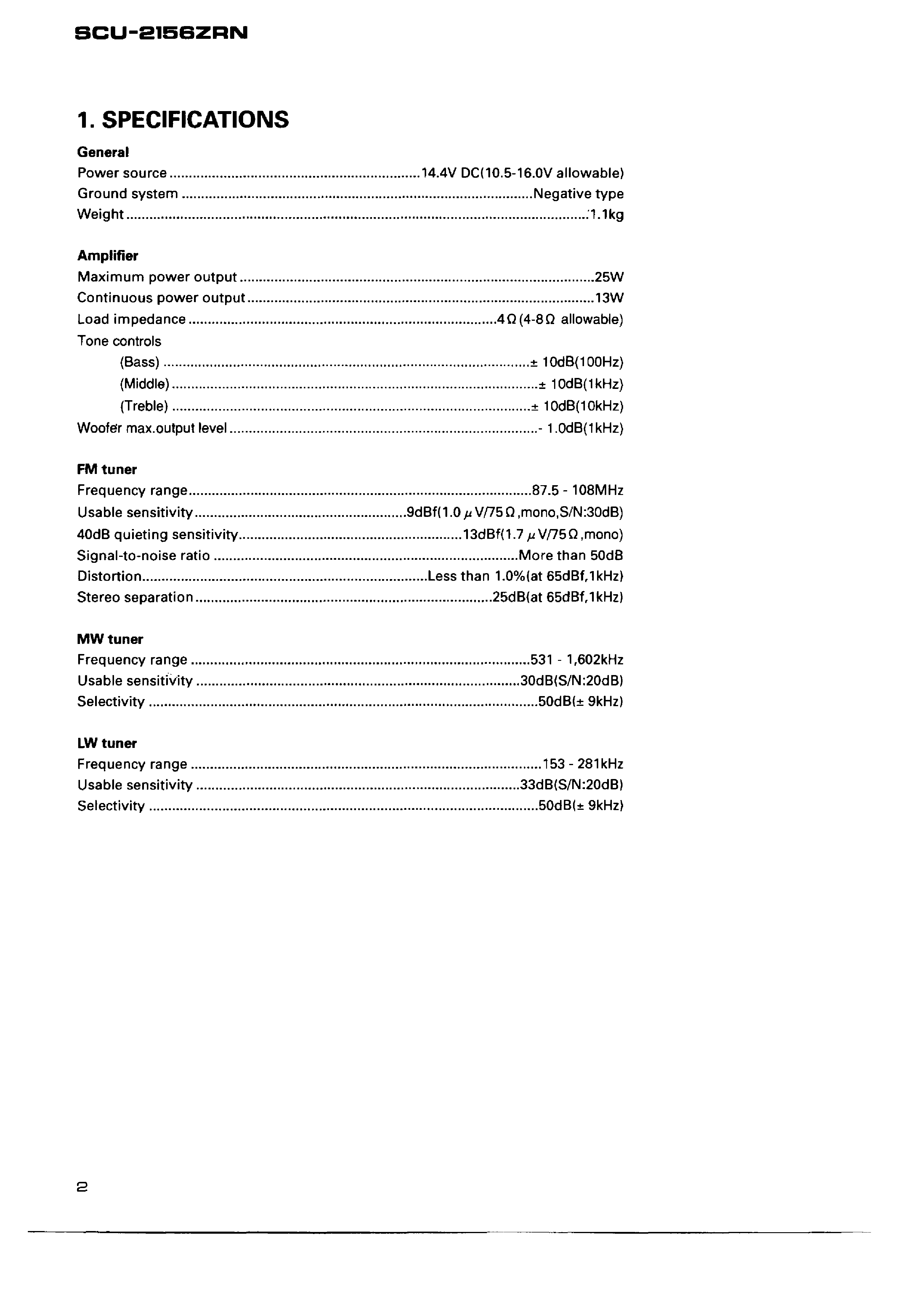 PIONEER SCU-2156 service manual (2nd page)