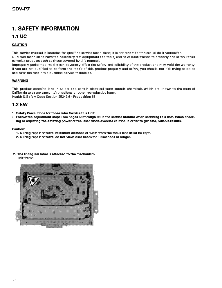 PIONEER SDV-P7 service manual (2nd page)