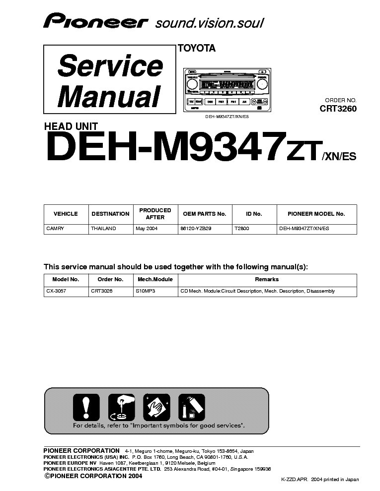 PIONEER TOYOTA DEH-M9347ZT SM service manual (1st page)