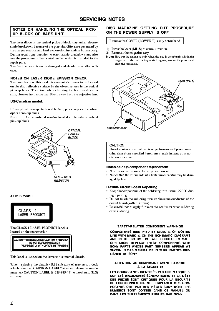 SONY CDX-444RF Service Manual download, schematics, eeprom, repair info ...