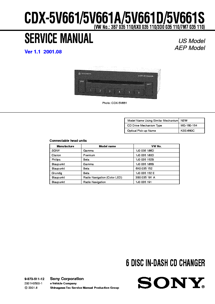 SONY CDX-5V661 VER1.1 service manual