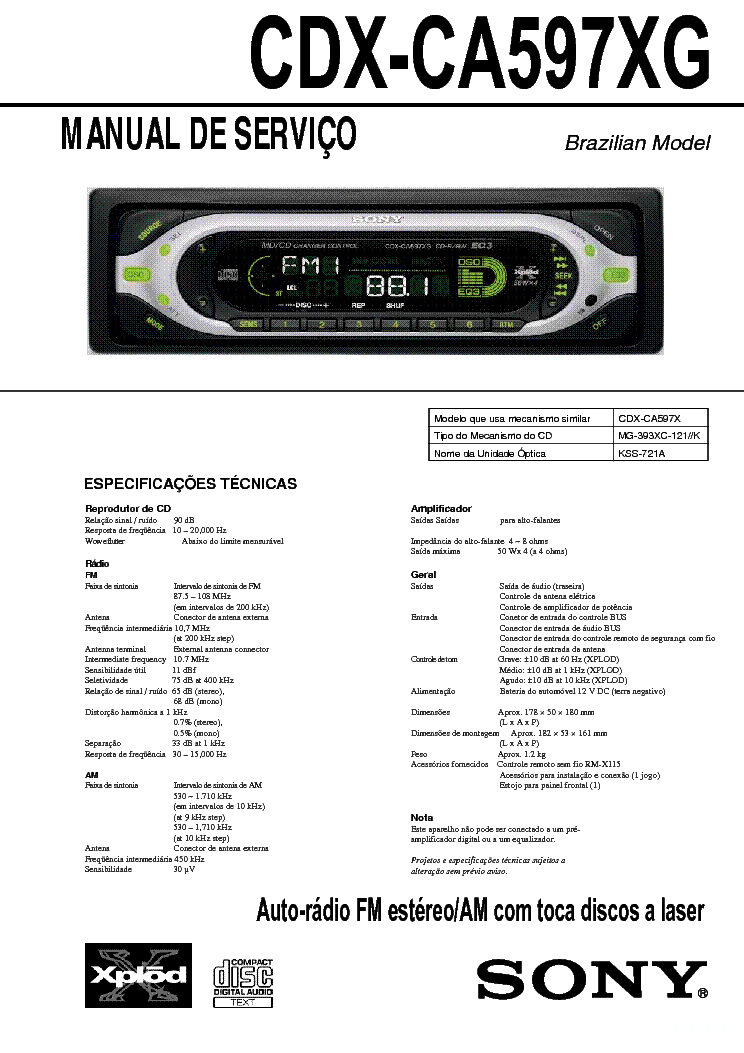 Sony Cdx Ca Xg Sm Service Manual Download Schematics Eeprom Repair Info For Electronics Experts