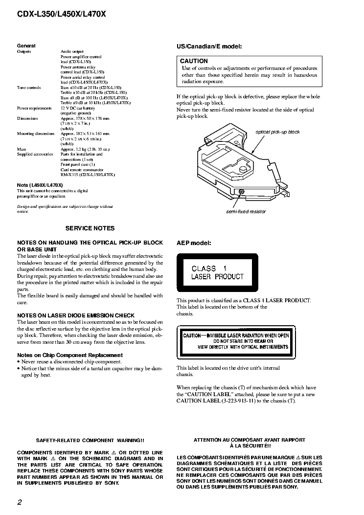 manuals sony cdx l550x repair service manual pdf full