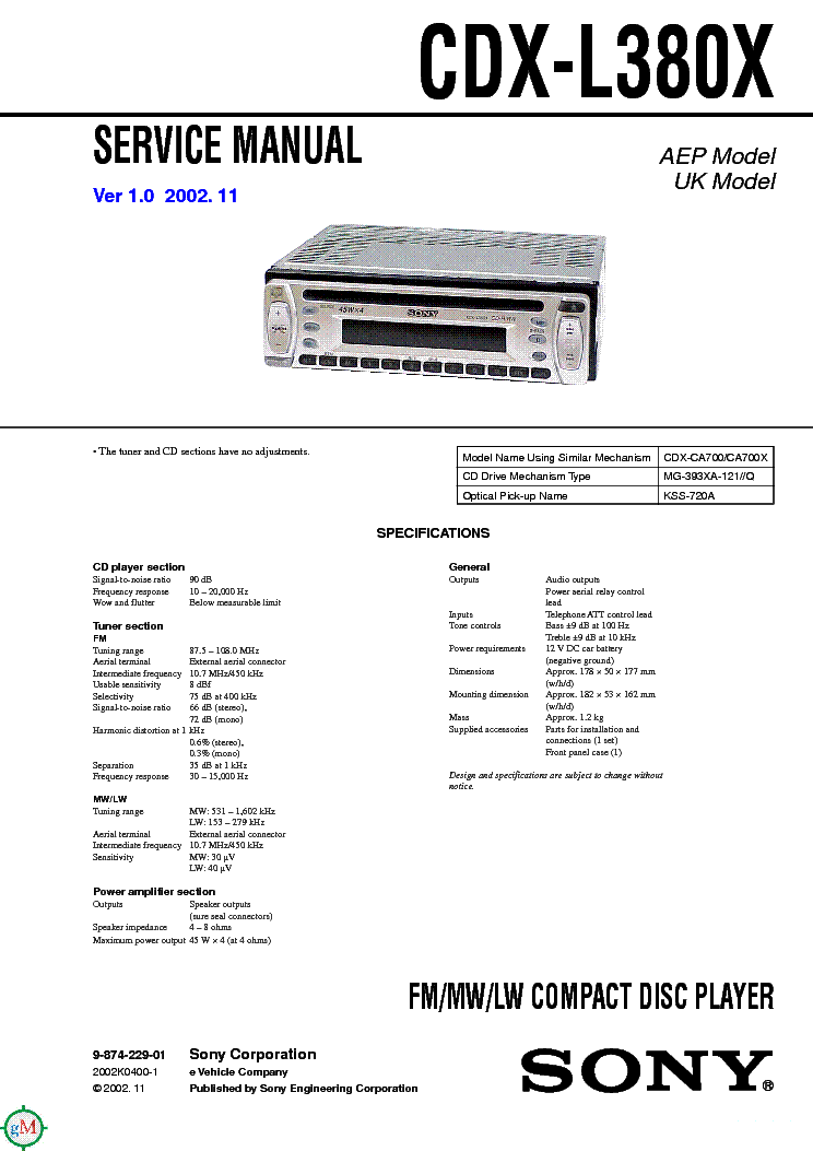 Autoradio SONY CDX-L380X