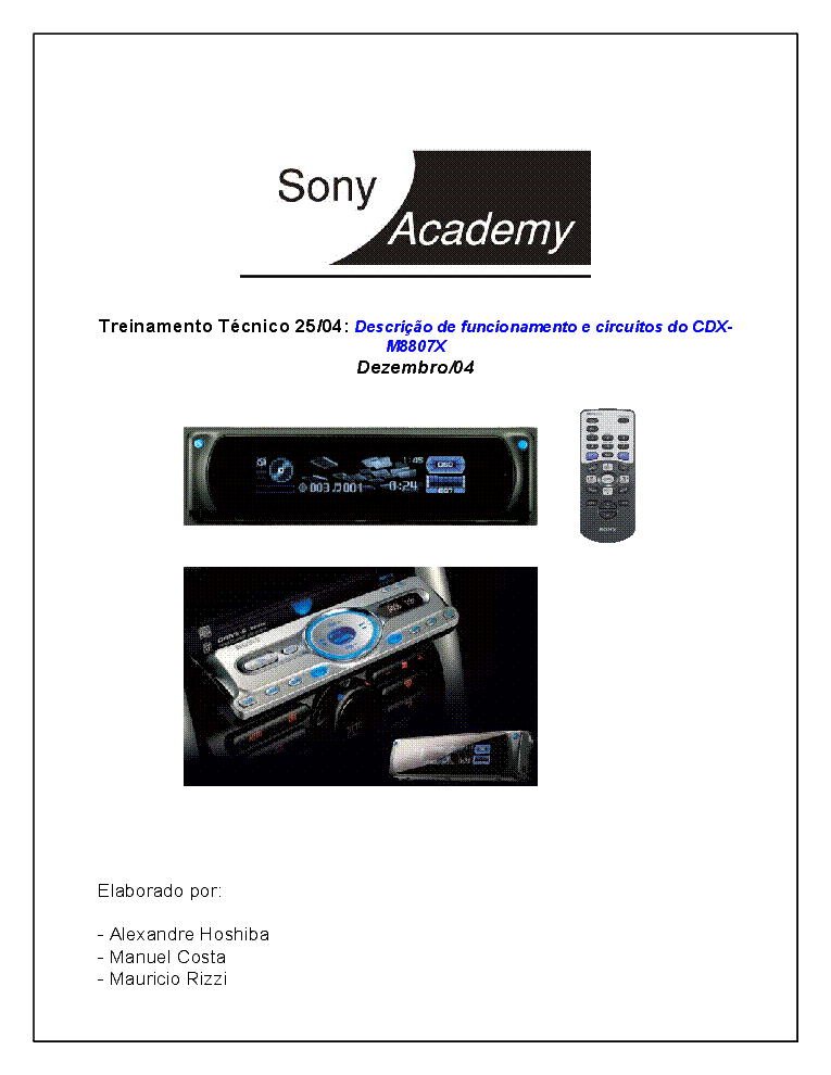 SONY CDX-M8807X TREINAMENTO service manual
