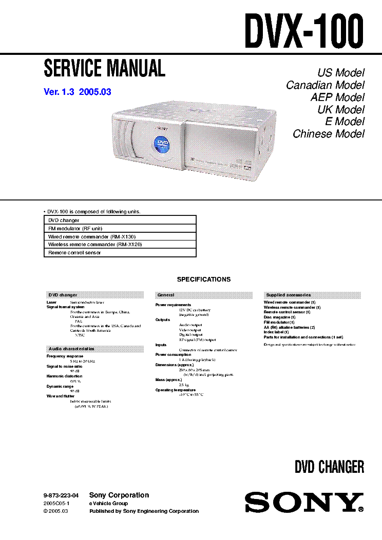 SONY DVX-100 VER.1.3 service manual