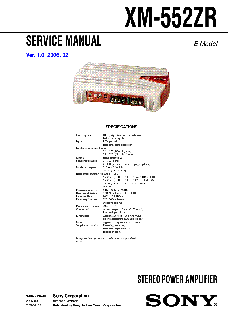 SONY XM-552ZR VER.1.0 service manual