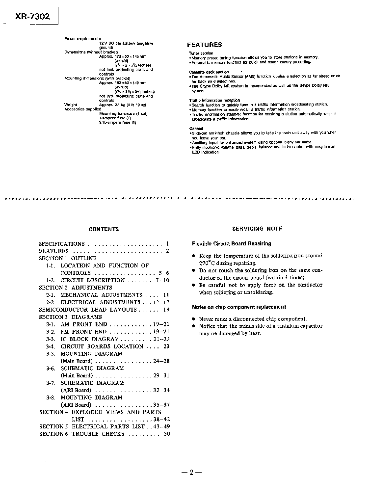 SONY XR-7302 service manual (2nd page)