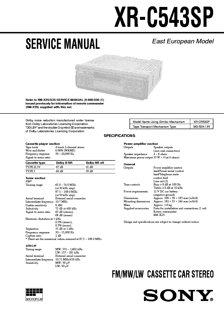 SONY XR-C543SP service manual