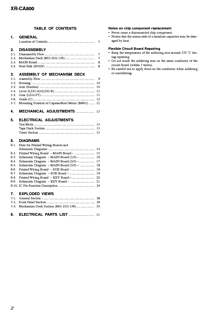 SONY XR-CA800 service manual (2nd page)