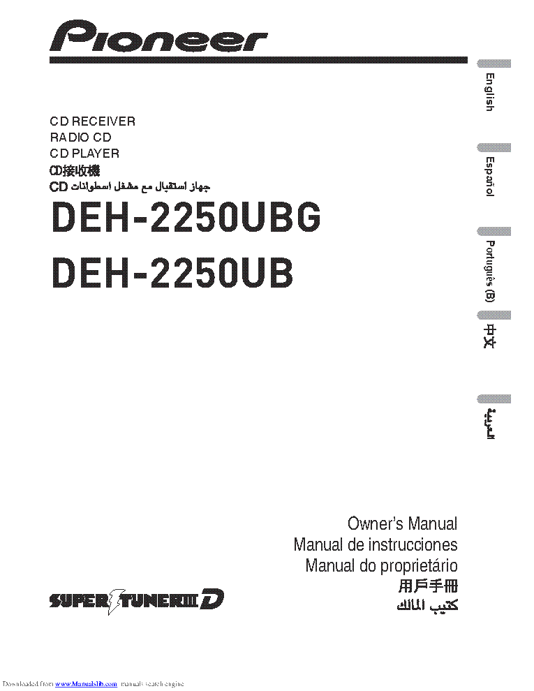 PIONEER DEH-2250 UB UBG EN ES PT CN USER MANUAL service manual (1st page)