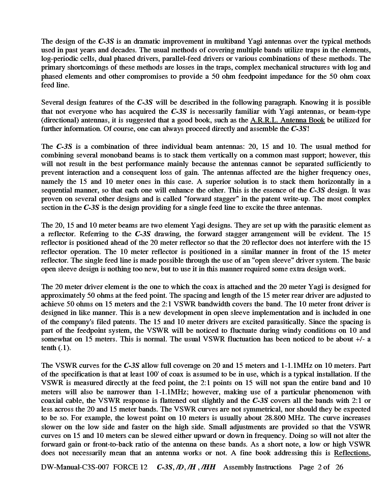 FORCE-12 C3 S H HH 10 15 20 METER MULTI-MONOBAND YAGI ANTENNA SM service manual (2nd page)