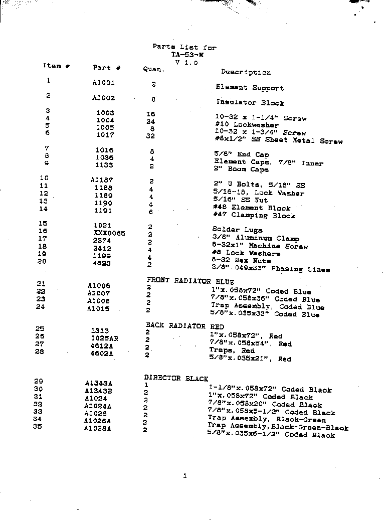 MOSLEY MOSLEY TA-53-M 10-12-15-17 AND 20 METER BEAM ANTENNA Service ...