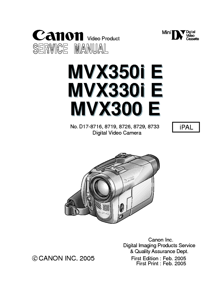 CANON MVX350I MANUAL PDF