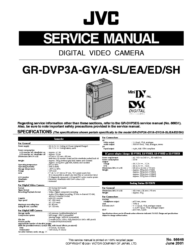JVC GR-DVP3A-GY A-SL-EA-ED SH SM service manual