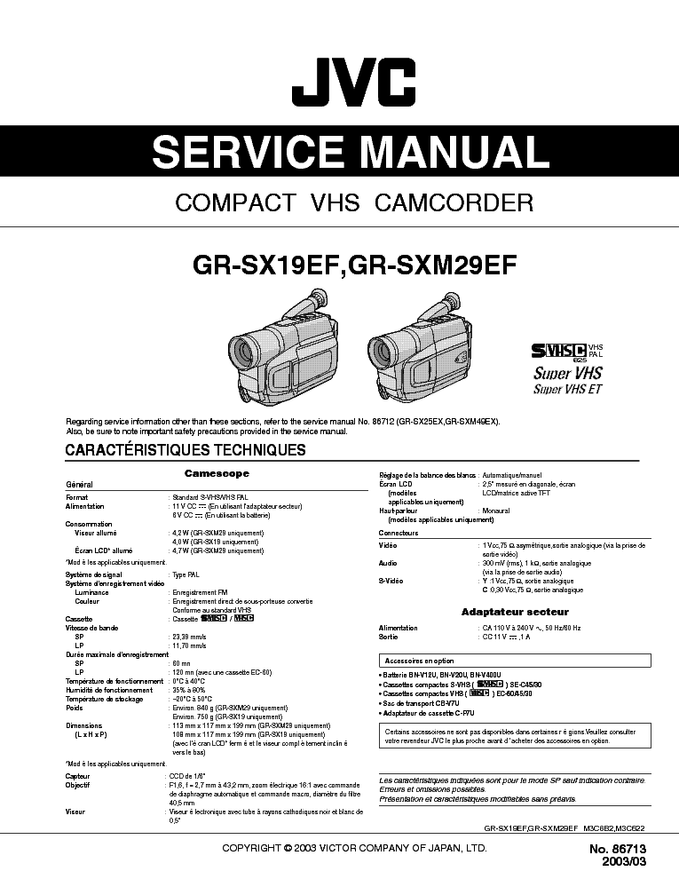 JVC GR-SX19EF GR-SXM29EF-KA service manual