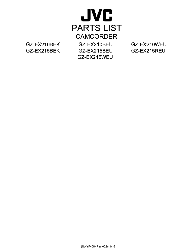 JVC GZEX210XXX EX215XXX PARTS LIST CAMCORDER Service Manual download