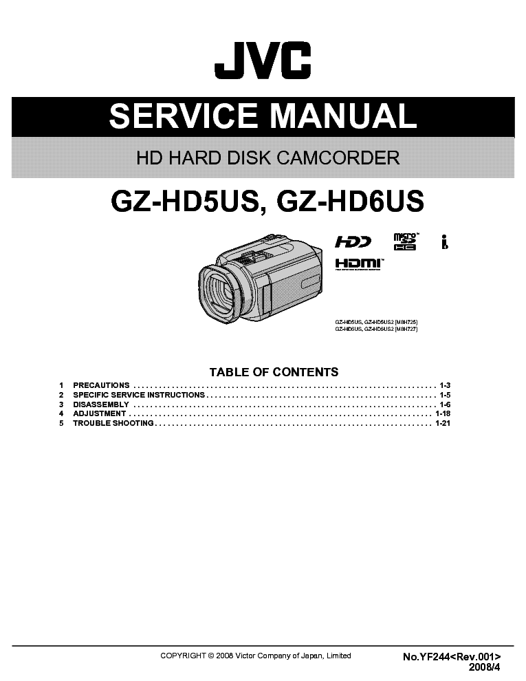 JVC GZ-HD5US HD6US YF244 SM service manual