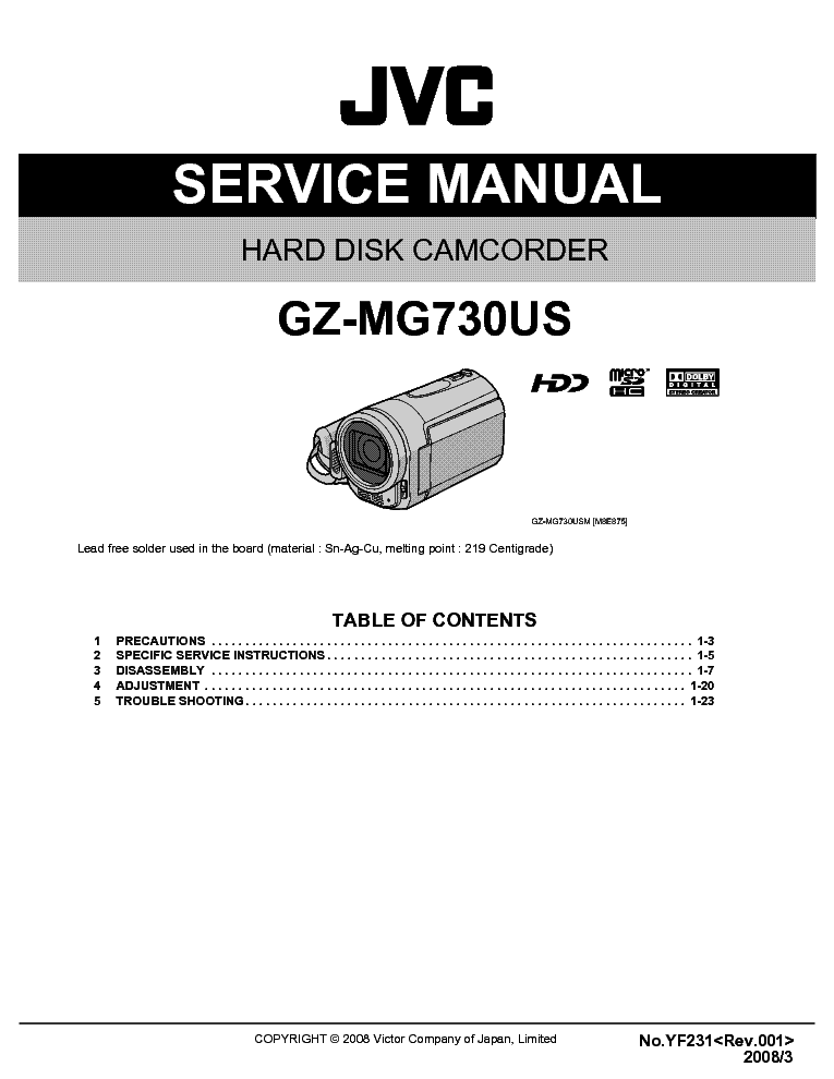 JVC GZ-MG730US YF231 SM service manual