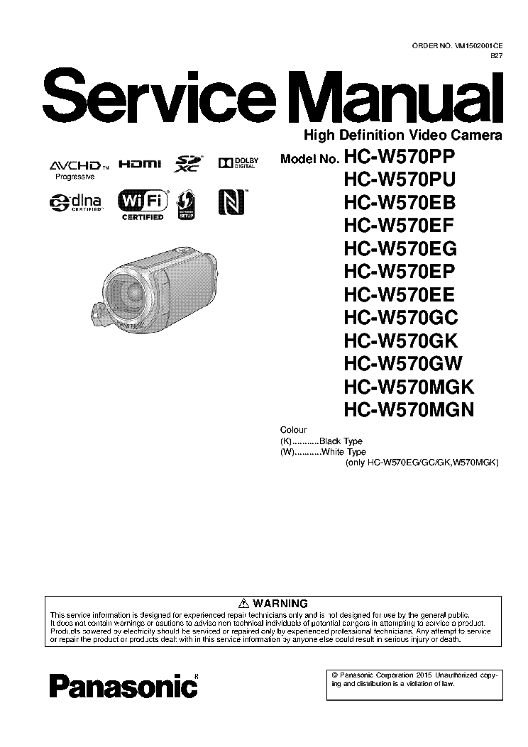 PANASONIC HC-W570 SM Service Manual download, schematics, eeprom