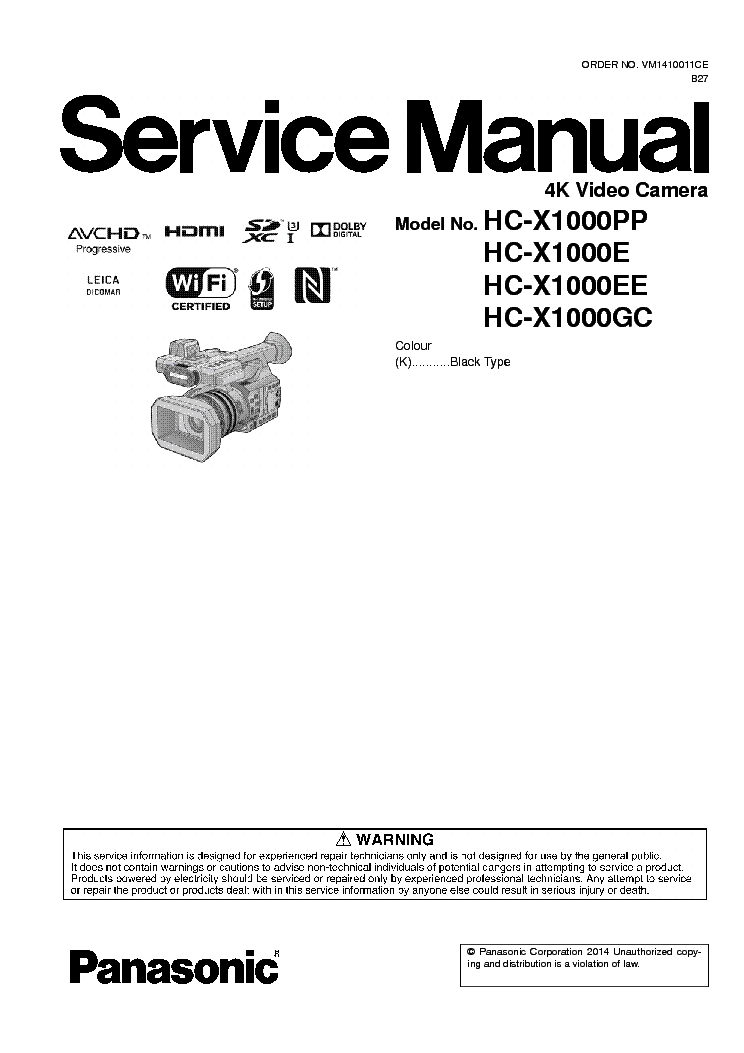 PANASONIC HC-X1000 Service Manual download, schematics, eeprom, repair