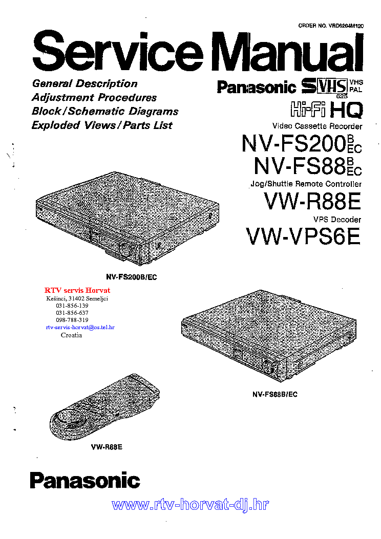 PANASONIC NVFS200 NV-FS88 VW-VPS6E service manual (1st page)