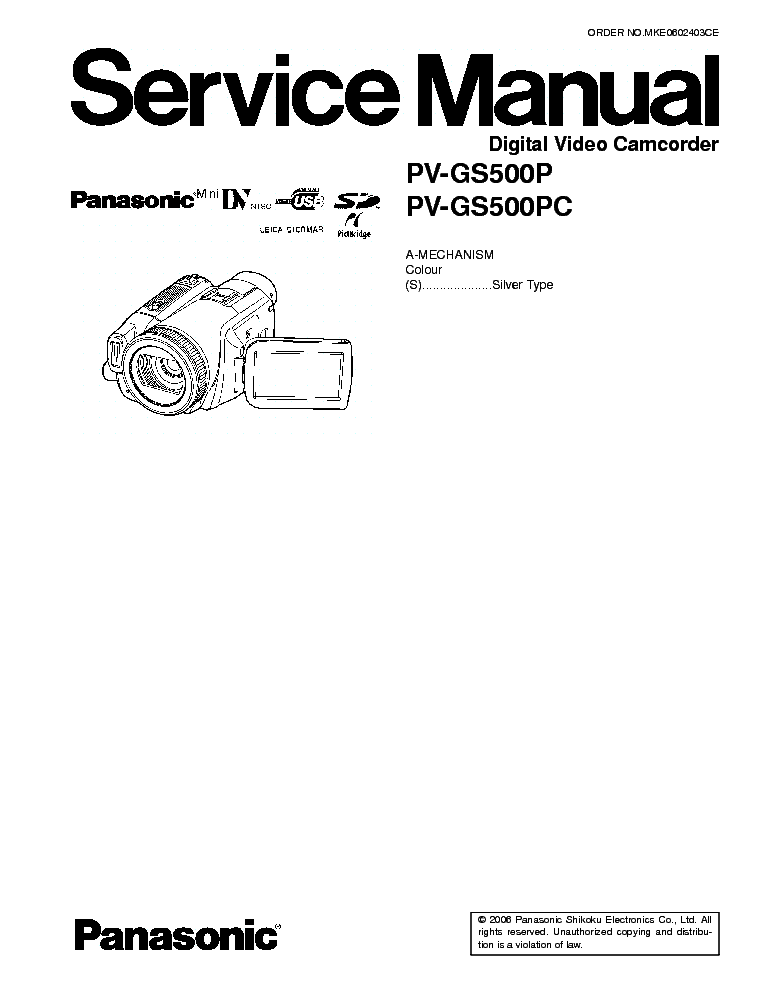 PANASONIC PV-GS500P-PC SM service manual